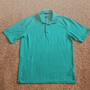 Tiger Woods Golf Shirt Mens Large Green Striped Polo Nike Fit Dry
